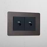Bronze interior 2x USB A+C fast charge socket black