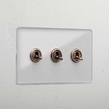 3G Retractive Toggle Switch - Clear Antique Brass