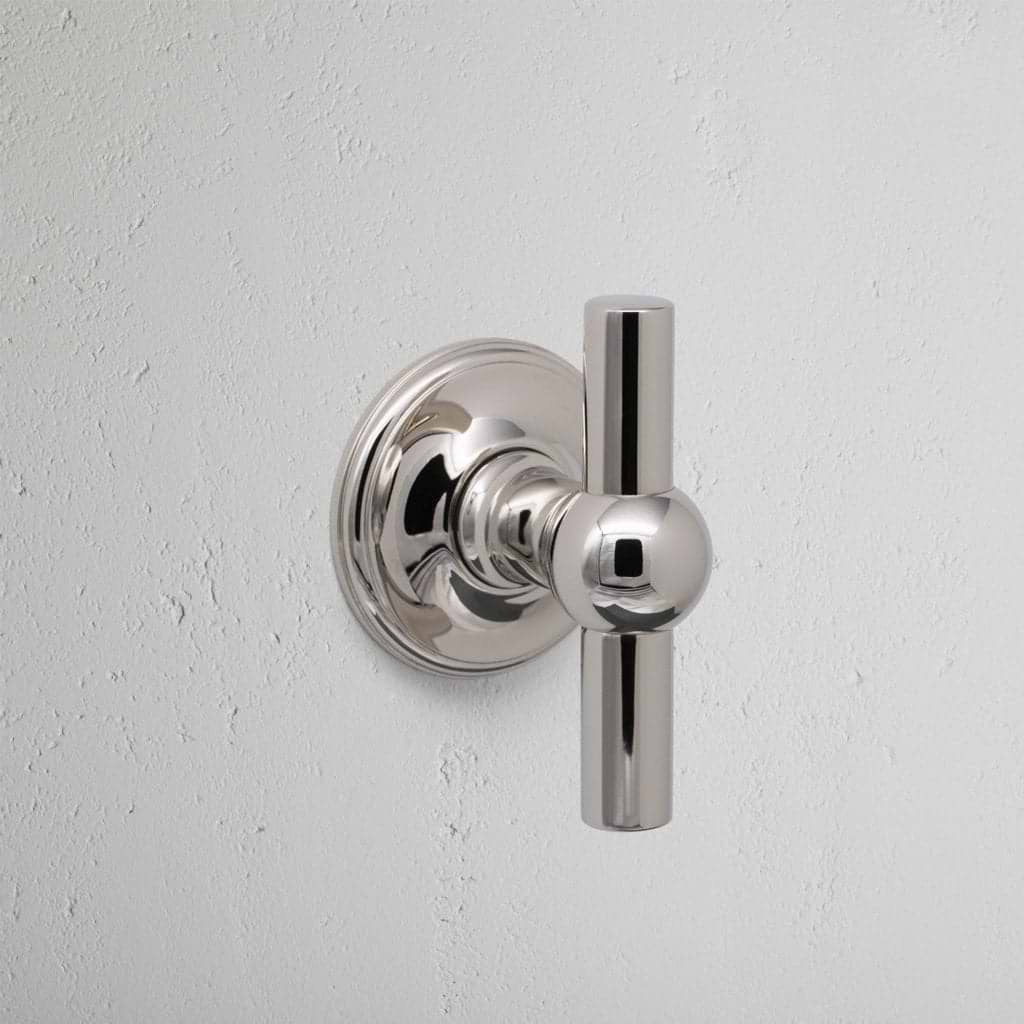 Polished Nickel Harper T-Bar Fixed Door Handle on White Background