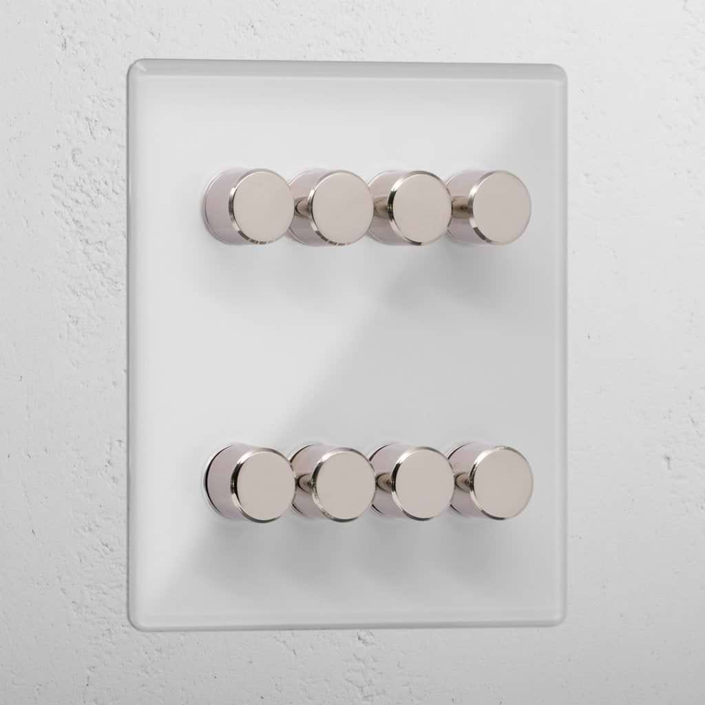 Luxury clear polished nickel 8 gang 2 way dimmer switch