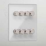 Luxury clear polished nickel 8 gang 2 way dimmer switch