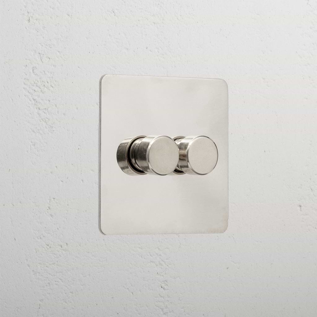 Interior polished nickel 2 gang 2 way dimmer light switch