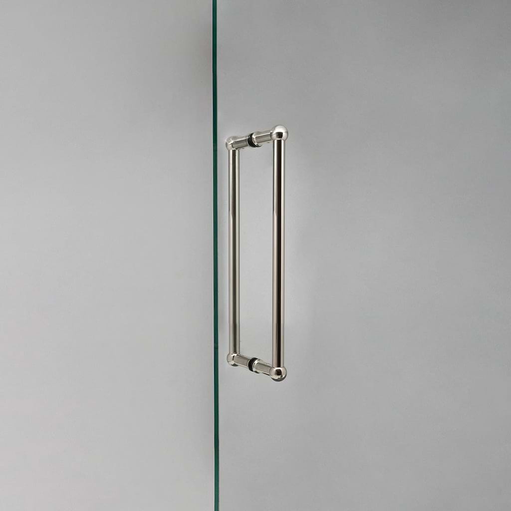 Polished Nickel Harper Double Pull Handle 320mm on White Background