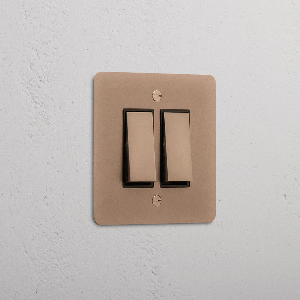 2wire Rocker Switch 2G Two Way Rocker Switch | Antique Brass Black | Corston