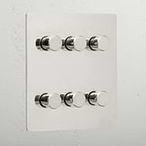 Premium polished nickel 6 gang 2 way dimmer light switch