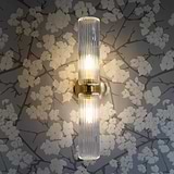 Claremont Medium Wall Light Fluted Glass - Antique Brass
