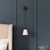 Bedside Bronze Hanging Wall Light with Fine Porcelain Shade
