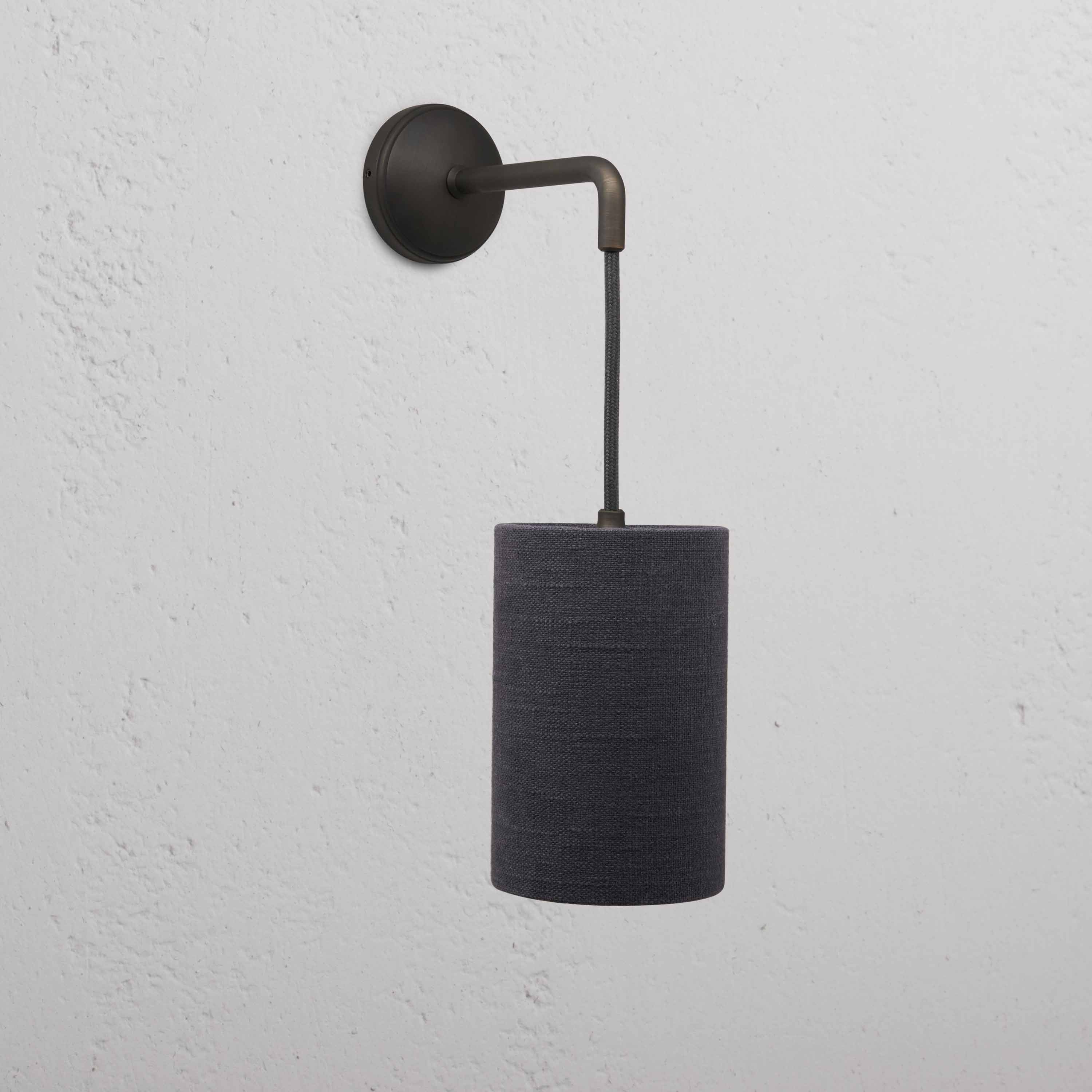Solid Brass Hanging Wall Light with Linen Shade