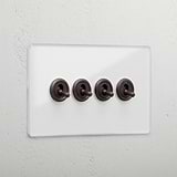 Clear bronze 4 gang 2 way elegant toggle light switch