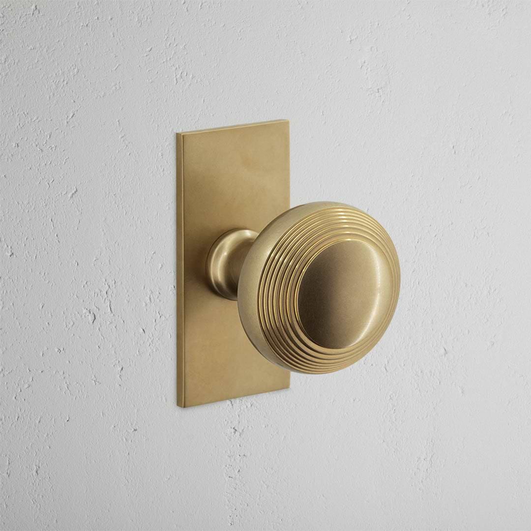 Poplar Short Plate Sprung Door Knob – Antique Brass 