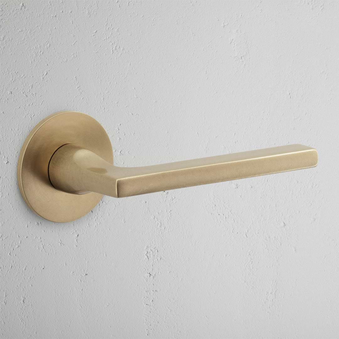 Clayton Flush Rose Sprung Door Handle – Antique Brass  