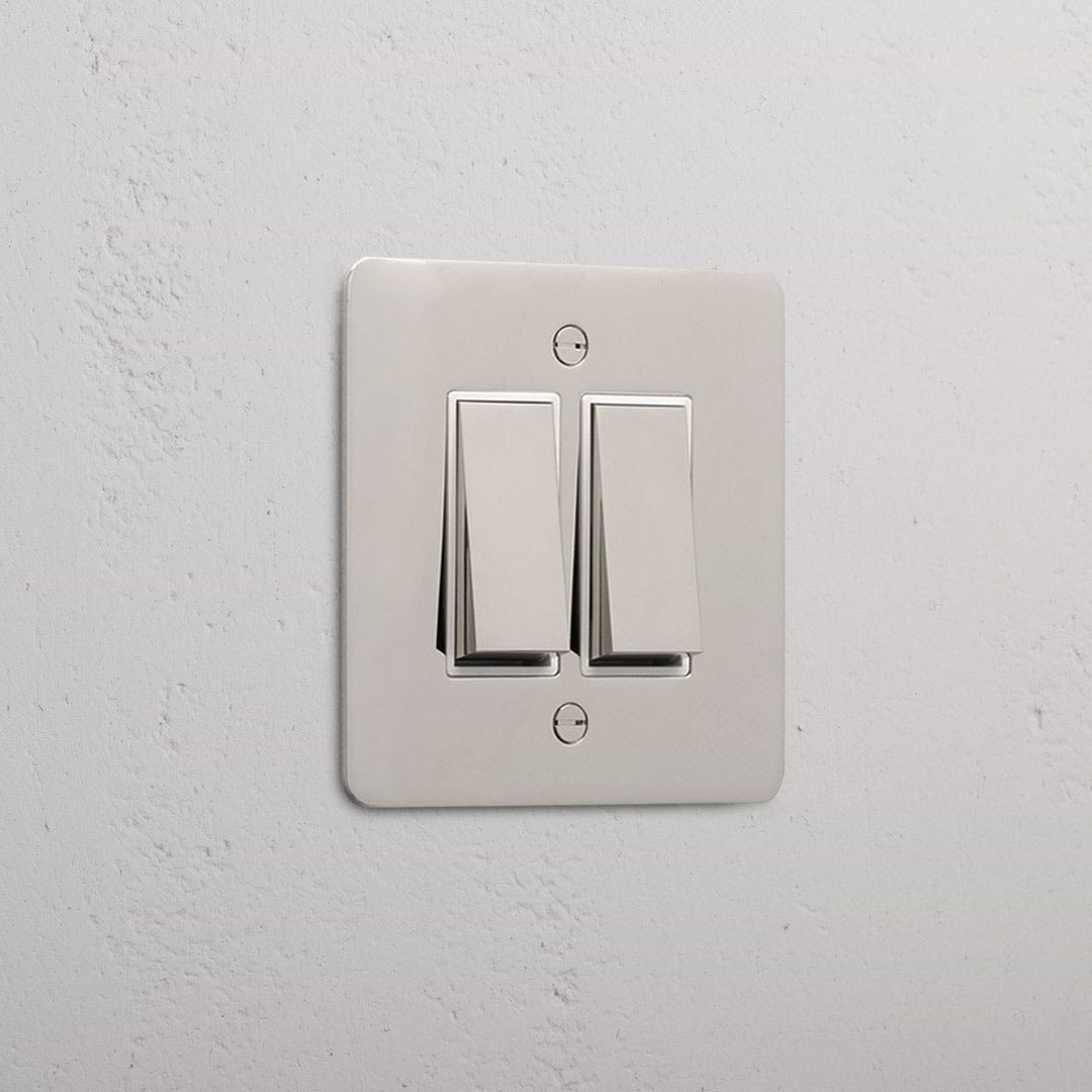 2G Two Way Rocker Switch | Polished Nickel White | Corston