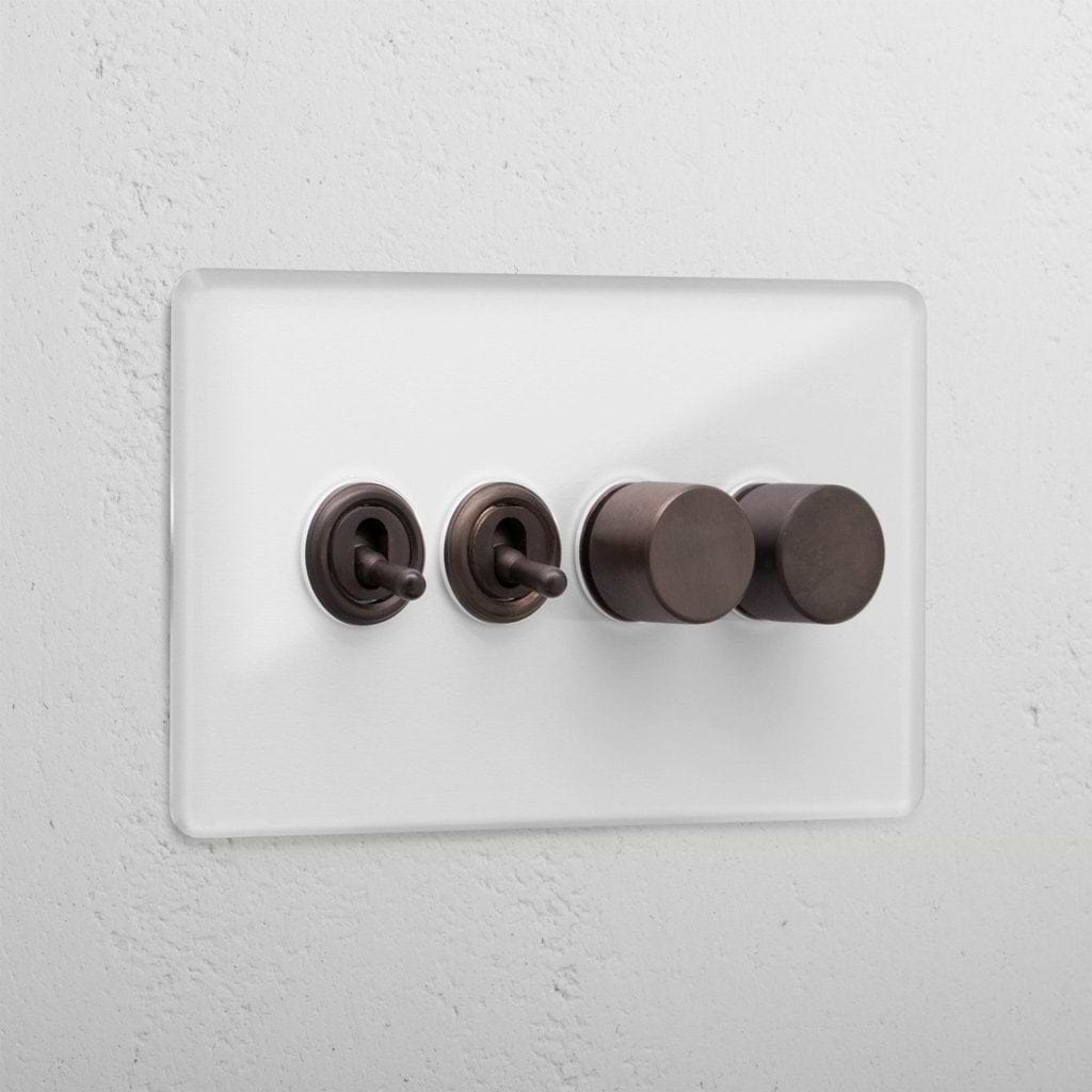 Clear bronze 4 gang mixed premium light switch
