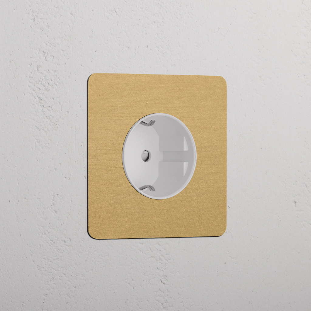 Single Schuko Module - Antique Brass White