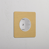 Single Schuko Module - Antique Brass White