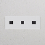 Dreifachrahmen mit 3x USB-Anschluss (30 W) – Lackierbar + Schwarz