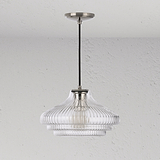 Brookfield hängende Medium-Deckenleuchte geriffeltes Glas – Poliertes Nickel