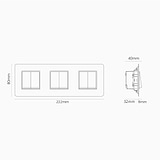 Dreifachrahmen mit 6x Wippschalter – Lackierbar + Poliertes Nickel + Weiß