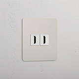 High-Definition-Videozubehör: Poliertes Nickel + Weiß – 2x HDMI-Modul