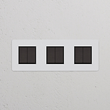 Dreifachrahmen mit 6x Wippschalter – Lackierbar + Bronze + Schwarz
