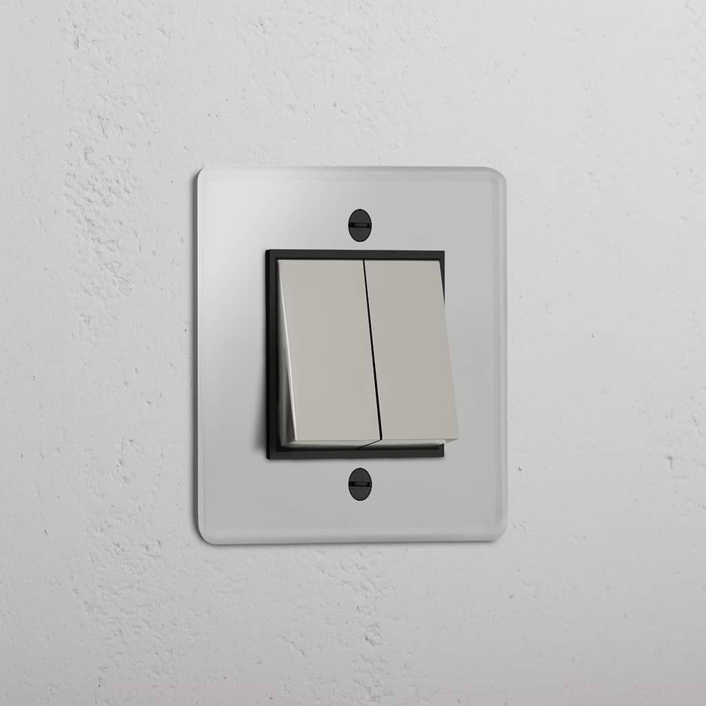 Doppelfunktions-Wippschalter – Durchsichtig + Poliertes Nickel + Schwarz – Schnittiges Lichtmanagement