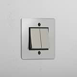 Doppelfunktions-Wippschalter – Durchsichtig + Poliertes Nickel + Schwarz – Schnittiges Lichtmanagement
