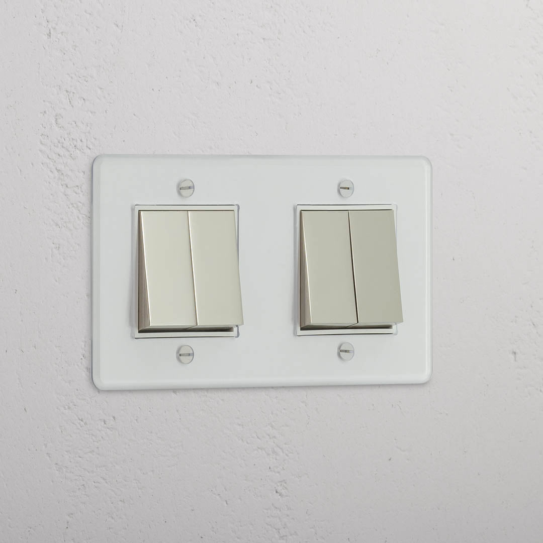 4x Doppel-Wippschalter – Durchsichtig + Poliertes Nickel + Weiß – vielseitiges Werkzeug zur Lichtsteuerung