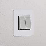 Einfachrahmen mit 2x Wippschalter – Lackierbar + Poliertes Nickel + Schwarz