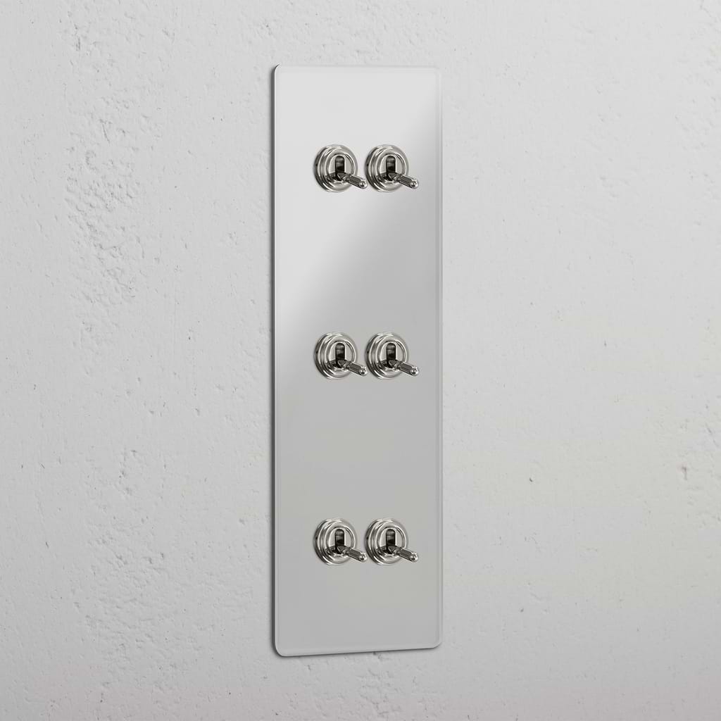 Doppel-Wippschalter – Poliertes Nickel + Weiß + Transparent – moderne Lichtsteuerungslösung