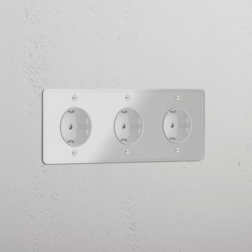 Triple 3x Schuko Module - Clear White