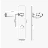 Digby gefederter Türgriff langes Schild + Drehknopf – Antikes Messing