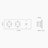 USB-C-Anschluss (30 W) 1x + SchuKo-Steckdoseneinsatz (Typ F) 2x rund in Dreifachrahmen – Durchsichtig + Schwarz