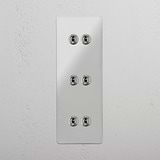 Moderner Doppel-Wippschalter – Durchsichtig + Poliertes Nickel + Weiß – vielseitige Lichtsteuerung – auf weißem Hintergrund