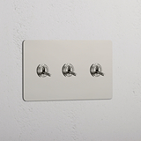 Dreifach-Kipphebelschalter – Poliertes Nickel – Dreifach-Lichtschalter