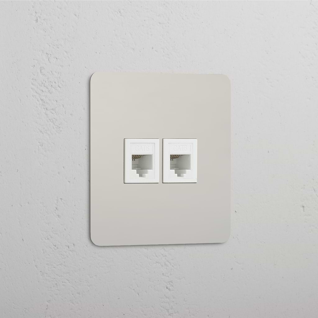 Zubehör für duale Netzwerkkonnektivität: Poliertes Nickel + Weiß – 2x RJ45-Modul