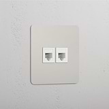 Zubehör für duale Netzwerkkonnektivität: Poliertes Nickel + Weiß – 2x RJ45-Modul