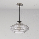 Brookfield hängende Medium-Deckenleuchte geriffeltes Glas – Poliertes Nickel