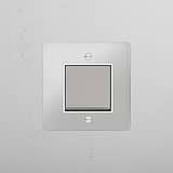 Wippschalter – Durchsichtig + Poliertes Nickel + Weiß – Moderne Lichtmanagement-Lösung – Seitenansicht