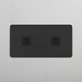 Doppeltes USB-Modul – Bronze + Schwarz – schnelles smartes Laden – auf weißem Hintergrund