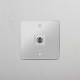 Effizientes TV-Signalempfangszubehör: Durchsichtiges weißes SAT-Modul – auf weißem Hintergrund