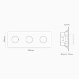 Dreifachrahmen mit 3x Mehrpunkt-Dimmerschalter – Transparent + Poliertes Nickel