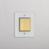 Schalter mit Aus-Position in der Mitte – mit einer Wippe – Durchsichtig + Antikes Messing + Weiß – effizientes Lichtmanagementsystem