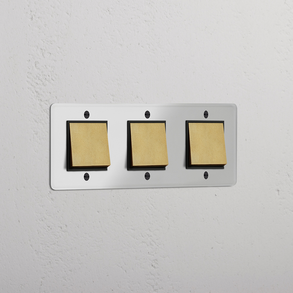 Dreifachrahmen mit Wippen – Durchsichtig + Antikes Messing + Schwarz – mit 3 Positionen – Moderne Lichtlösung
