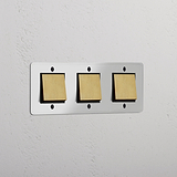 Dreifachrahmen mit Wippen – Durchsichtig + Antikes Messing + Schwarz – mit 3 Positionen – Moderne Lichtlösung