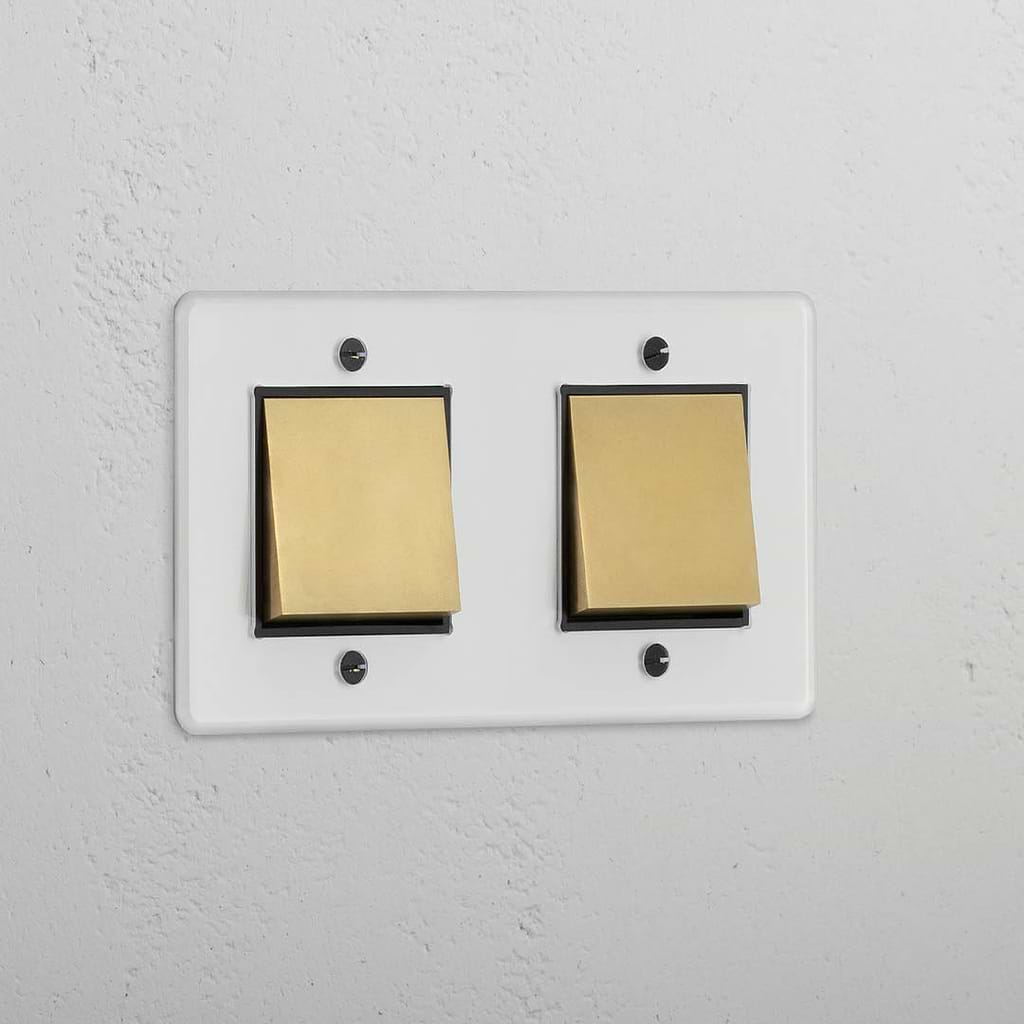 Stilvoller transparenter Doppel-Wippschalter – Antikes Messing – Moderne Lichtsteuerung