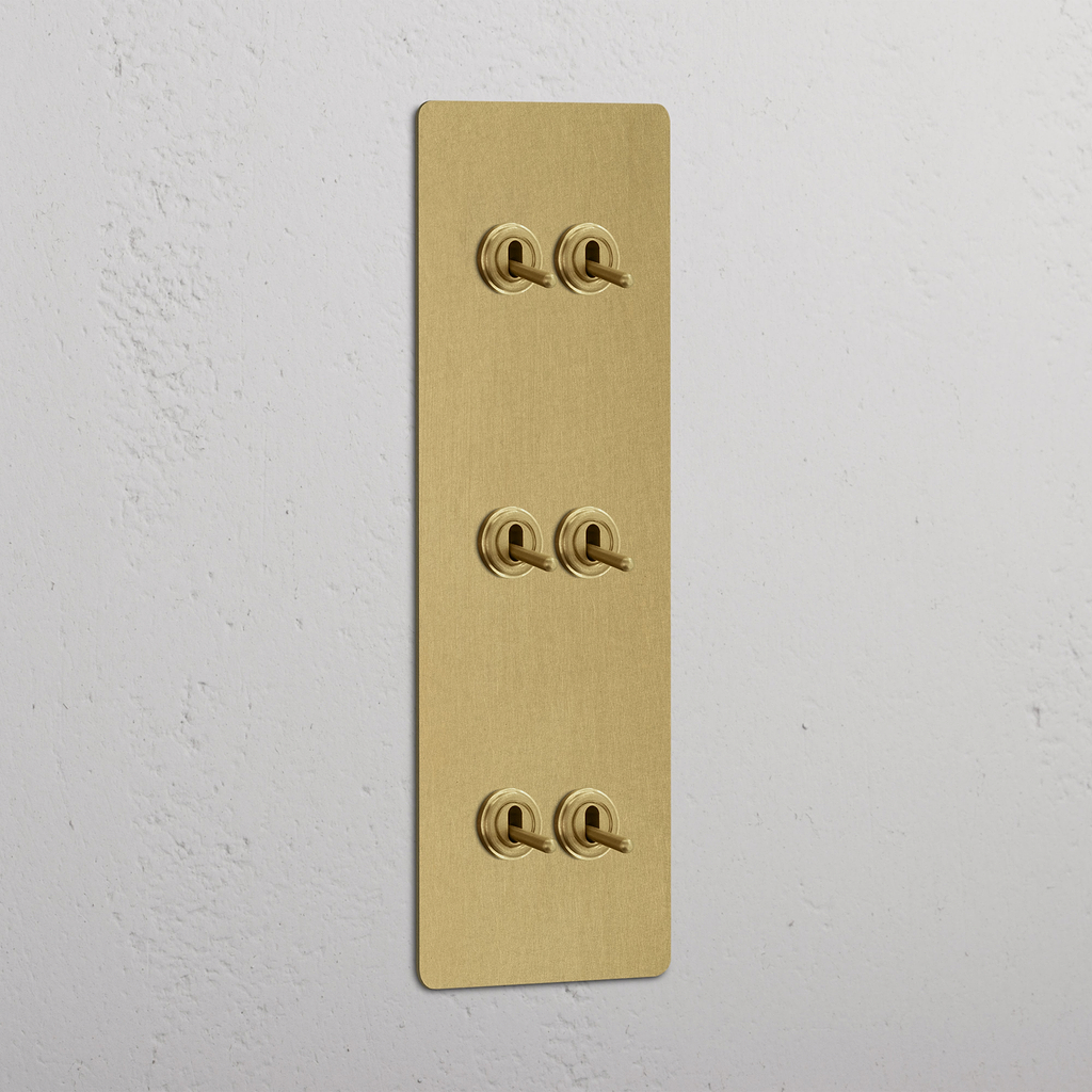 Vertikaler Kipphebelschalter mit 6 Kipphebeln – Antikes Messing – elegantes Design