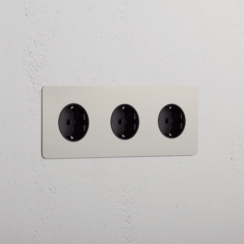 Triple 3x Schuko Module - Polished Nickel Black
