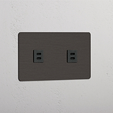 Doppeltes USB-Modul – Bronze + Schwarz – schnelles smartes Laden
