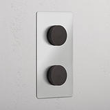 Interruptor doble regulador de luz en bronce y traslúcido con diseño vertical - Solución superior de control de luces