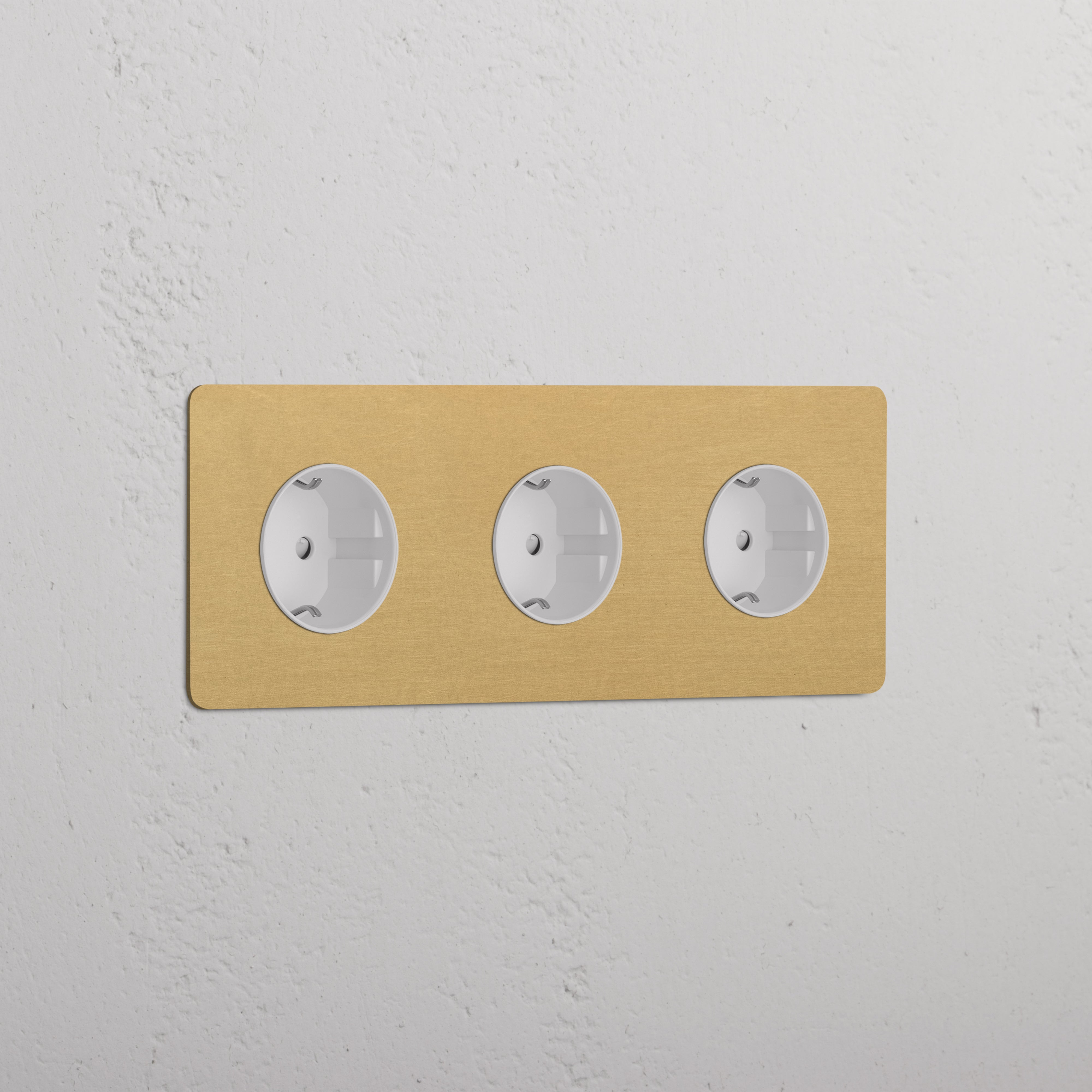 Triple 3x Schuko Module - Antique Brass White